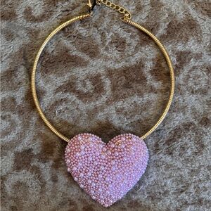 Large pink heart necklace amazing Natasha